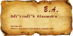 Börzsök Alexandra névjegykártya