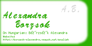 alexandra borzsok business card